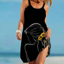 the SUNFLOWER - Summer Sunflower Beach Dress 3D Print Vacation Party Sundress Casual Sleeveless Beachwear Dress