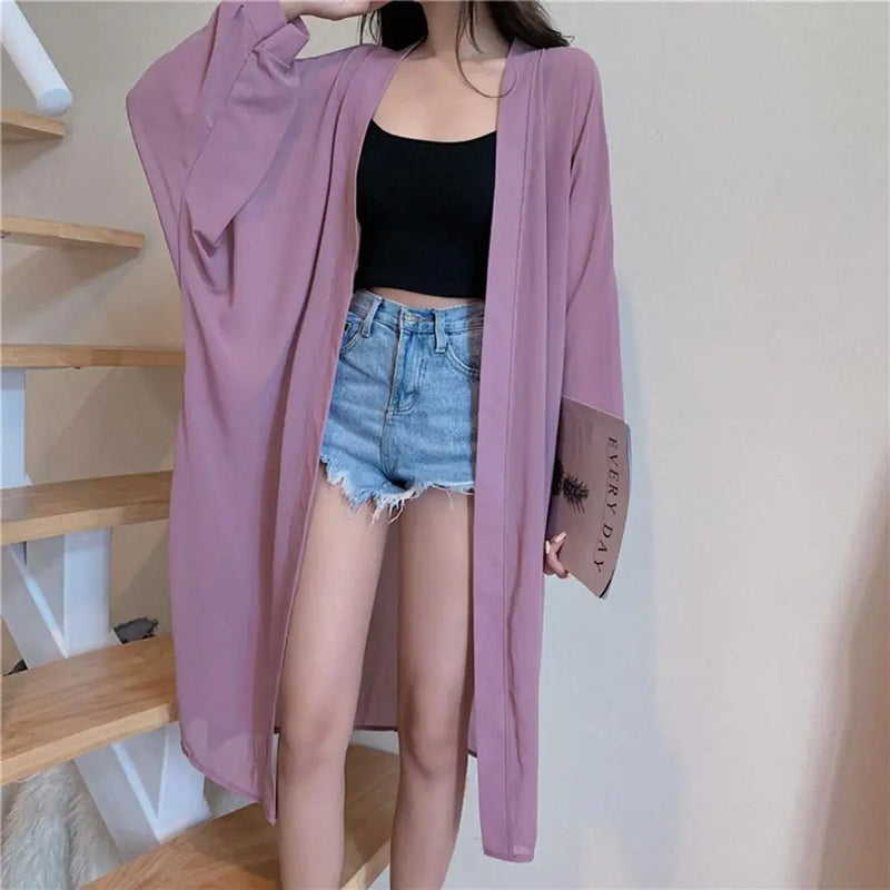 2020 Bohemian Summer Beach Wear Long Kimono Cardigan chiffon Tunic Women Tops Blouse Shirt Sarong plage