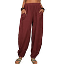 the BOHO JOGGER - Casual Women Harem Pants Cotton Linen Loose Wide Leg Long Pants
