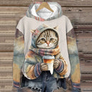 the COFFEE CAT - Cute Cartoon 3D Print Fashion Oversized Hoodies/Sweatshirts for Women