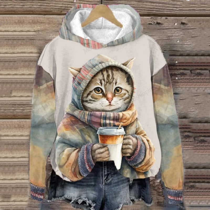 Funny Sweatshirt Cartoon Cat 3d Print Hoodie Men Women Fashion Oversized Hoodies Women Sweat New Year Coat Animal Clothes Winter