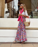 the SUNDAY STROLL - Boho Fashion Long Floral Summer/Autumn Loose Casual Elastic Waist Big Hem Long Skirts