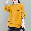 Commuter Women's Clothing Pullover Letter Printing Lantern Long Sleeve Hoodies Casual Loose Spring Autumn Round Neck Tops