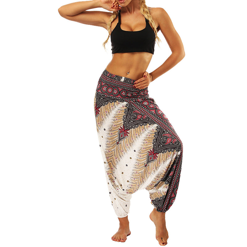 Women Pants 2023 Trousers Women'S Pants Summer Autumn Loose Yoga Trousers Baggy Boho Aladdin Jumpsuit Harem Pants Women Clothing