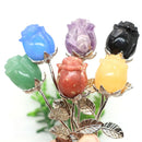 the ROSE - Crystal Carved Rose Flower Natural Stone Amethyst Quartz Gemstone Craft Party Home Decoration Valentines Day Wedding Guest Gifts