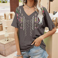 Summer T-shirt Floral Ethnic 3D Print V-Neck Tees Retro Women Tops Boho Streetwear Harajuku Oversized T Shirts Female Clothing