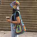 the CANCUN BOHO - Bohemian Crochet Women Shoulder Bags, Knitting Large Capacity Tote Bag, Casual Lady Handbags, Big Shopper Purses/Summer Beach Bags