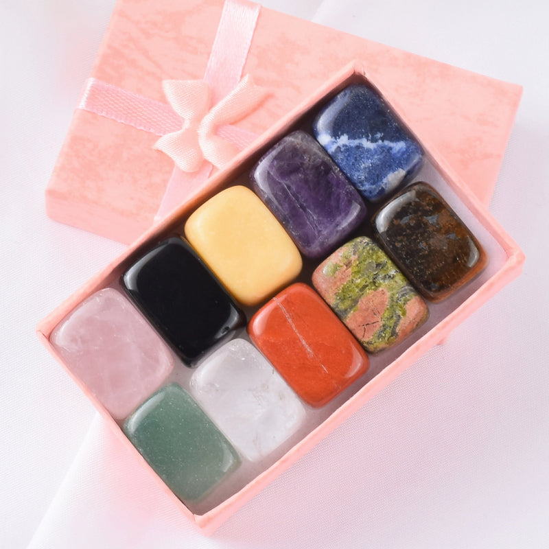 10 Pcs /Set Home Decoration Craft Stones Gifts Natural Stone Set Natural Tumbled Stone  Chakra Reiki Healing Stone Ornament