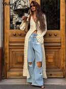 the SWEATER DRESS - Knitted Long Sleeve Casual Long Flare Chic Slim Hollow Out Dress