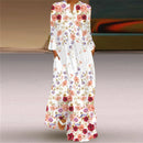the RUNWAY BOHO - Elegant Bohemian Retro Style Large Swing Long V-Neck Long Sleeved Pocket Printed Loose Dress for Women