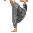 the HAREM BOHO - Bohemian Harem Pants Elastic Waist Wide Leg Long Pant Vintage Printed Trousers