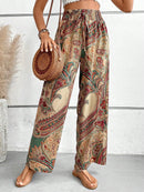 the BOHEMIAN - Women's Summer Retro Style Fashion Versatile Printed Elastic Waist Wide Leg Pants