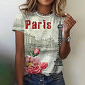 Summer Paris Eiffel Tower 3D Print T-shirts Women Streetwear Casual Fashion Y2k Short Sleeve T Shirt O-neck Tees Tops Clothing