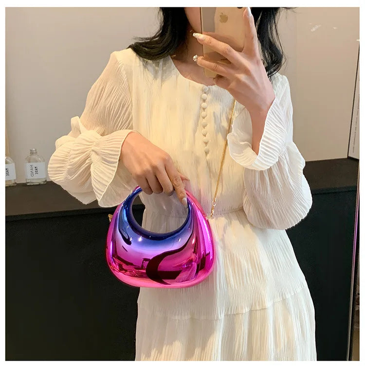 the GLAM BAG - Luxury Designer Evening Clutch, Clear Acrylic Women Handbags, Fashion Shoulder Bag, Half Moon Wedding Purses