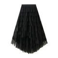 Women's Tulle Skirt Ruffle Multilayer Mesh A Line Tier Tutu Prom  Irregular High Waisted Gradient Rainbow TulleLong Skirt