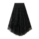 the BOHO TUTU - Women's Tulle Skirt Ruffle Multilayer Mesh A-Line Tier Tutu High Waisted Gradient Rainbow Tulle Long Skirt