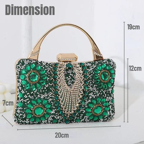 the TREASURE - Rhinestone Beaded Clutch Evening Bag, Women Wedding Party Purse, Evening Banquet Bag