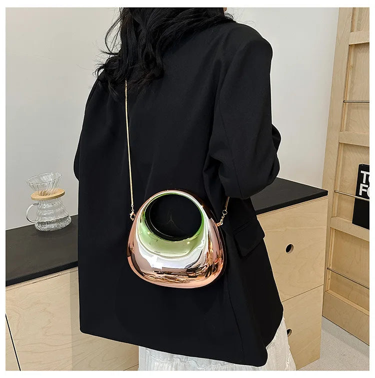 the GLAM BAG - Luxury Designer Evening Clutch, Clear Acrylic Women Handbags, Fashion Shoulder Bag, Half Moon Wedding Purses