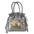 the SATCHEL - Retro Elegant Satin Silk Embroidery Totes for Women, Floral Drawstring Handbag, Woman Purse/Wallet Small Tote Bags