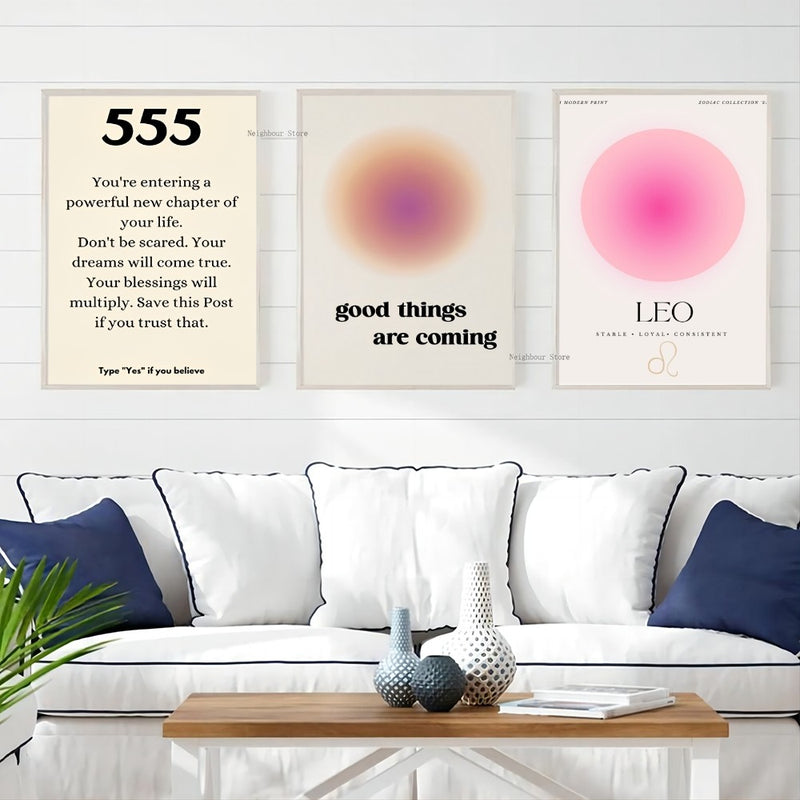 the AFFIRMATIONS - Law of Attraction Print Boho Art, Poster Paper Print Home Bedroom Entrance Bar Cafe Art Painting Decoration