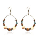 the STONE HEDGE - Shell Wood Beads Large Handmade Beaded Earrings, Fashion Women's Jewelry Valentine's Day/Wedding/Anniversary/Birthday Gift