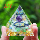 the ORGONE PYRAMID - Crystals Stone Orgone Pyramid Energy Generator, Natural Amethyst Peridot Reiki Chakra Meditation Tool, Room Decor Christmas Gifts