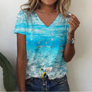 the DEEP DIVE - Summer 3D Print Sea Turtle V-Neck Oversized T-Shirts for Women