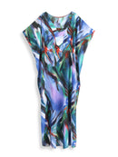 the BOHO KAFTAN - Bohemian Printed V-Neck Batwing Sleeve Long Loose Summer Moroccan Kaftan Dress for Women