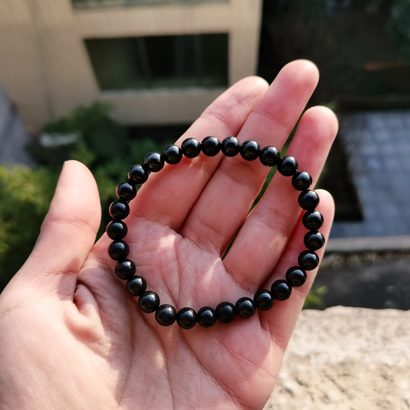 the SHUNGITE - 6MM/8MM Black Russia Shungite Bracelet Beads, Real Natural Crystal Jewelry Energy Stone For Health Care Healing Fengshui