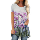 the MEADOW - Floral 3D Print Casual Short Sleeve Oversized Tunic T-Shirts for Women