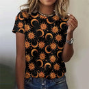 the CONSTELLATIONS - 3D Printed Sun Stars Moon Starlit Sky Graphic Summer Casual Loose Round Neck Short Sleeves T-Shirts for Women