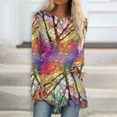 the TUNIC - Floral Painting 3D Print Long Sleeve Fashion Long Tunic Tops for Women
