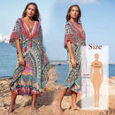 the BOHO KAFTAN - Bohemian Printed V-Neck Batwing Sleeve Long Loose Summer Moroccan Kaftan Dress for Women