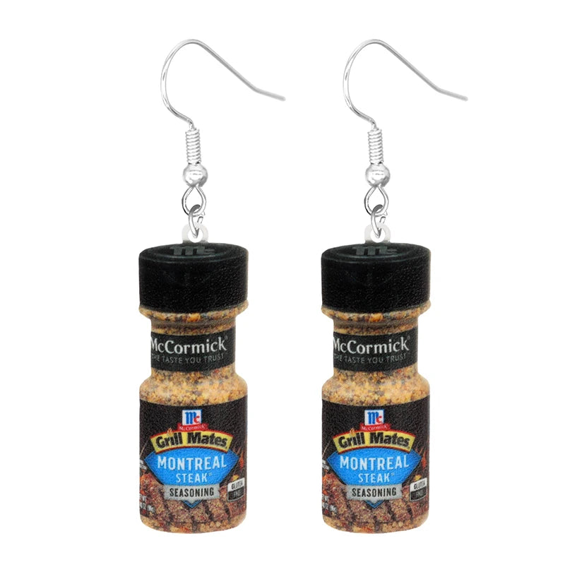 the PANTRY - Canned Bottle Snack Design Dangle Earrings, Cute Acrylic Jewelry Creative Food Ornaments