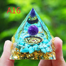 the ORGONE PYRAMID - Crystals Stone Orgone Pyramid Energy Generator, Natural Amethyst Peridot Reiki Chakra Meditation Tool, Room Decor Christmas Gifts