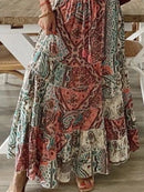 the PAISLEY PATCHWORK - Fashion Long Bohemian Loose High Elastic Waist Summer Elegant Maxi Skirt