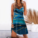 the HOT GIRL SUMMER - Beach Printed Sleeveless Boho Casual Hollow Out Short Dress for Women
