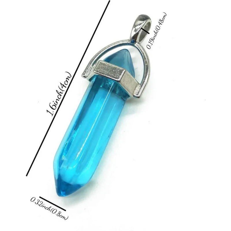 20 Pcs Hexagonal Crystal Pendant Bullet Shape Gemstone Pendant Healing Crystal Stone Charms for Necklace Earrings Jewelry Making