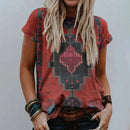 the TEXTILE - Summer Western Style 3D Print Streetwear Fashion Short Sleeve O-Neck T-Shirts for Women