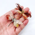 the DRAGONFLY - 2pcs Natural Mixed Material Energy Reiki Stone Dragonfly Carving Decoration Crystal Quartz Healing High Quality Gemstone For Gift