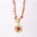 the AMULET - Star Celestial Blue Green Evil Eye Long Knot Beaded Necklace, Boho Nature Cotton Cord Amulet Jewelry