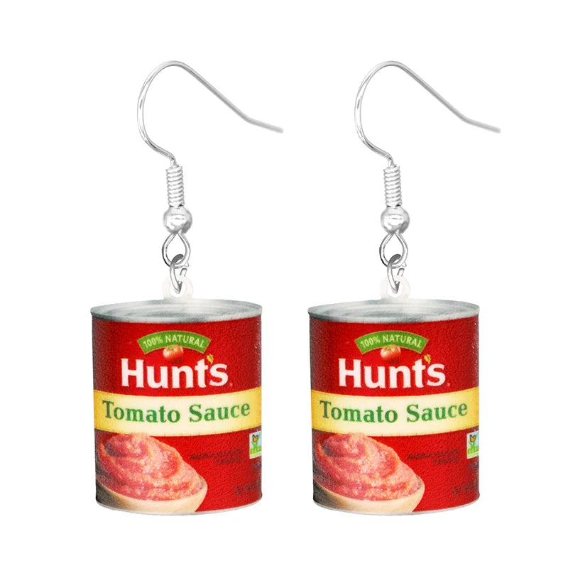 the PANTRY - Canned Bottle Snack Design Dangle Earrings, Cute Acrylic Jewelry Creative Food Ornaments