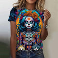 Women's T-shirt for Girls Summer Short Sleeve Casual Fashion  Sexy Girls Clothes Horror Undead Skull Pattern oversized T-shirts