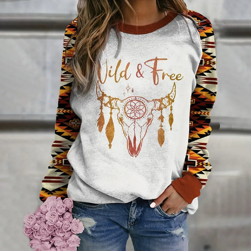 2024 New Women's Long Sleeve Tops Fashionable 3d Horse Pattern Printed Blouse Tops Leopard Style Loose Pullovers Winter Autumn