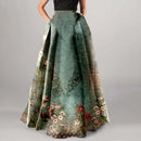 the WALTZ BOHO - Bohemian Floral Print Maxi Skirt High Waist Pocket Long Skirt