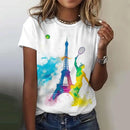 the PARISIAN - Summer Paris Eiffel Tower 3D Print Casual Fashion Short Sleeve O-Neck T-Shirts for Women