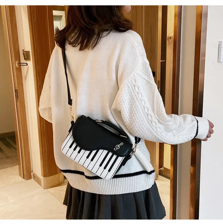 the KEYBOARD - Piano Design Women Shoulder Bags, PU Leather Messenger Bag, Handbag Fashion Crossbody Bag/Pocket Coin Purse