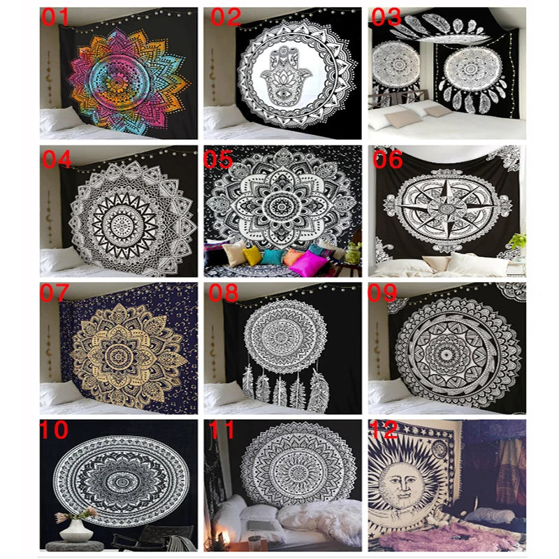 the MANDALA - Print Tapestry Wall Hanging Carpet Throw Yoga Beach Mat Wall Art Tapestry Decorations