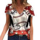 the SOFTBALL MOM - Summer Baseball MOM 3D Print V-Neck Short Sleeve Harajuku Streetwear Oversized T-Shirts for Women
