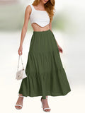 2024 Women's cross-border European and American summer Bohemian pleated A-line flowing swaying layered long skirt for wome